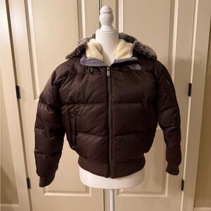 The North Face Dark Brown Jacket with Fur Hood 550 size small